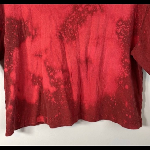 Free People Red Tie Dye Short Sleeve Mock Neck Cropped Top Size S - Picture 3 of 8